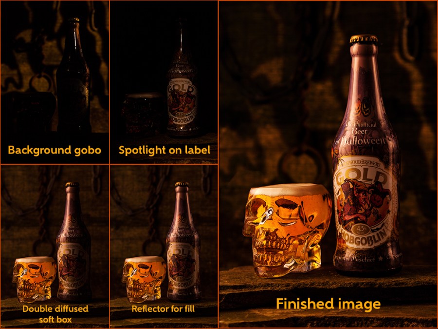 staged product photography, hobgoblin beer